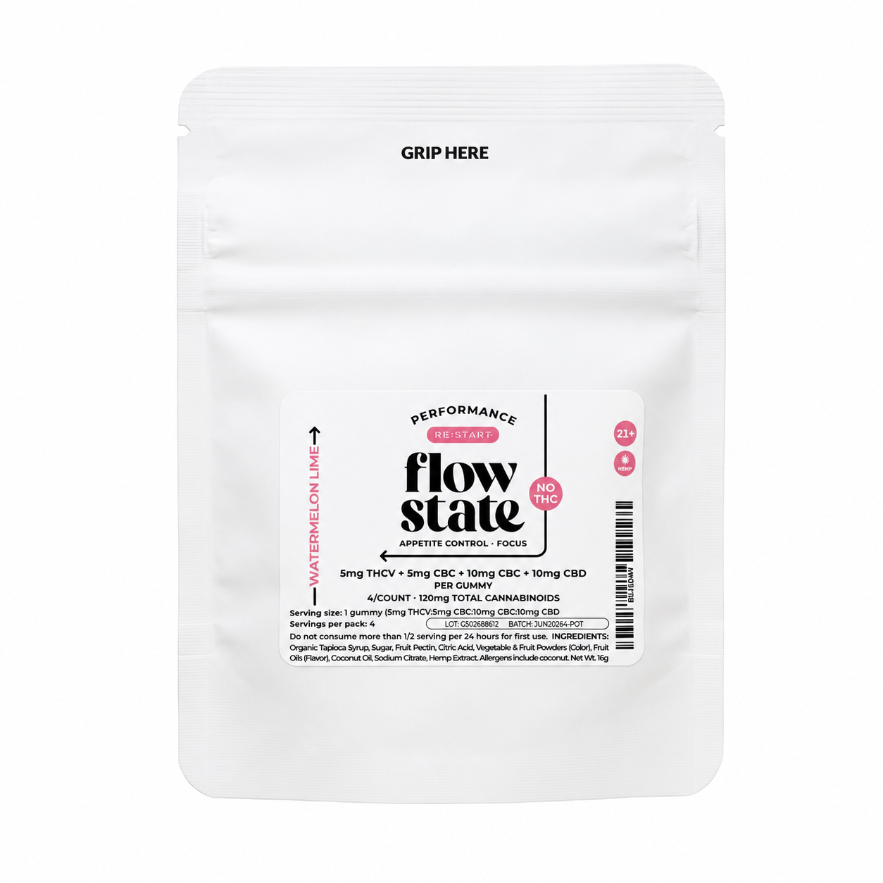 Flow State THCV:CBC Gummies - Watermelon Lime / 10-ct